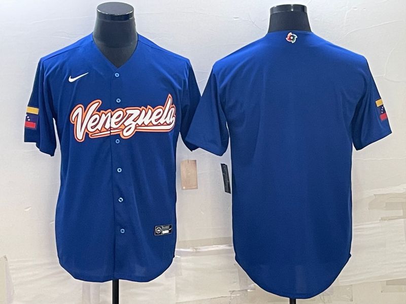 Men 2023 World Cub Venezuela Blank Blue Nike MLB Jersey->more jerseys->MLB Jersey